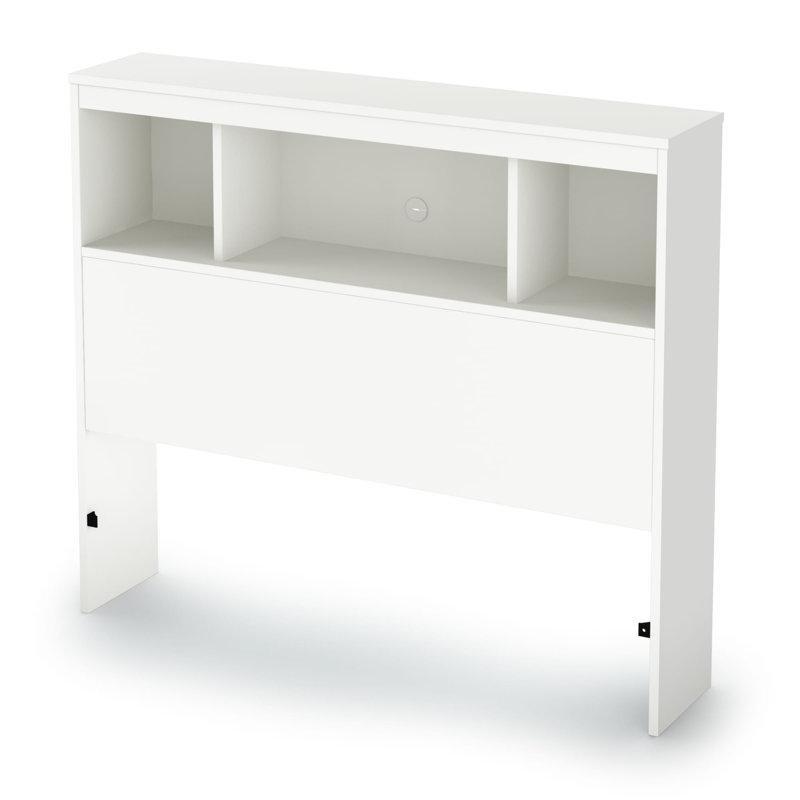 Beyaz Ahşap Kitaplıklı Tek Kişilik Yatak Başlığı - 105 cm - 144684