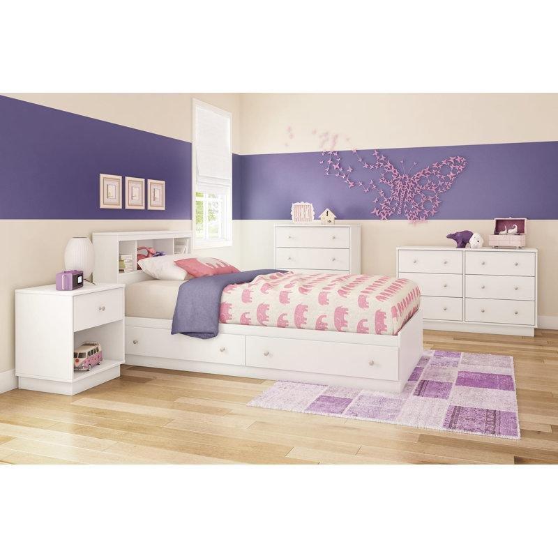 Beyaz Ahşap Kitaplıklı Tek Kişilik Yatak Başlığı - 105 cm - 144684