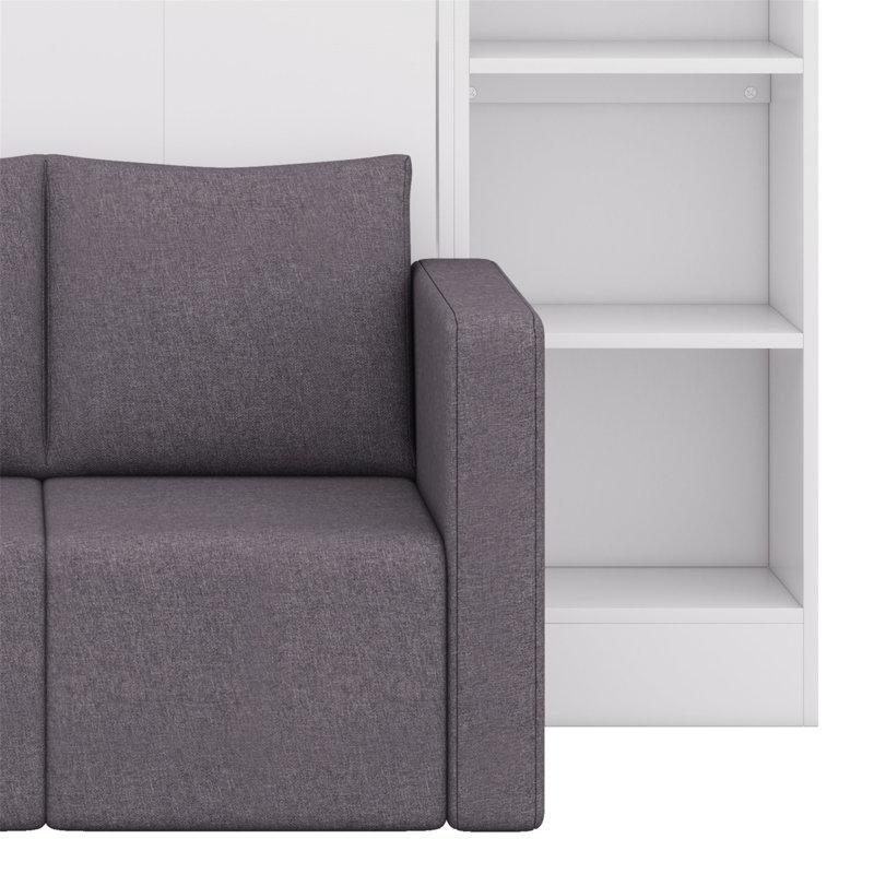 Beyaz Ahşap Koltuklu ve Raflı Duvar Yatağı - 197 cm - 144255