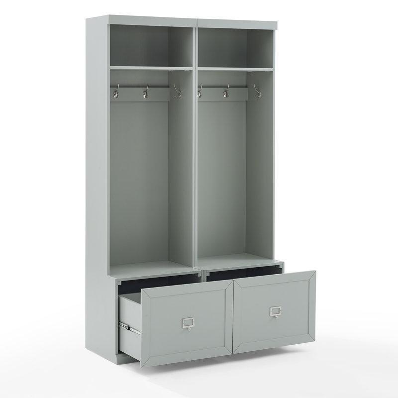 Beyaz Ahşap Oturaklı Çekmeceli ve Raflı Portmanto Vestiyer - 112 cm - 159586