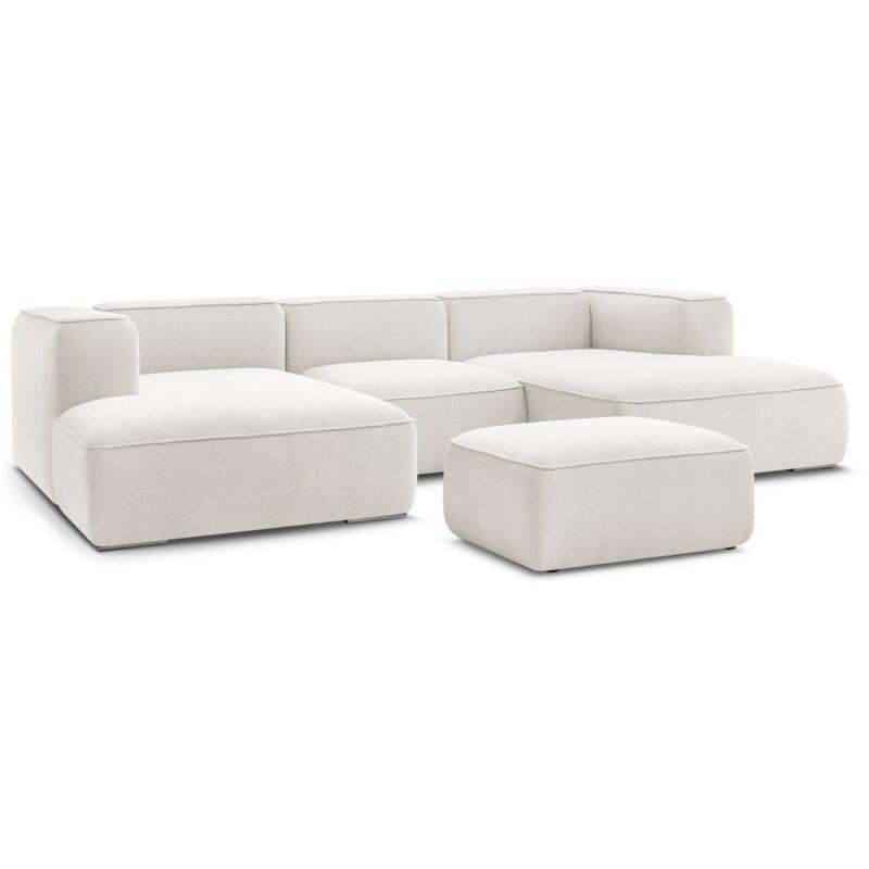 Beyaz Ahşap Puflu Panoramik Koltuk Takımı - 355 cm - 154030