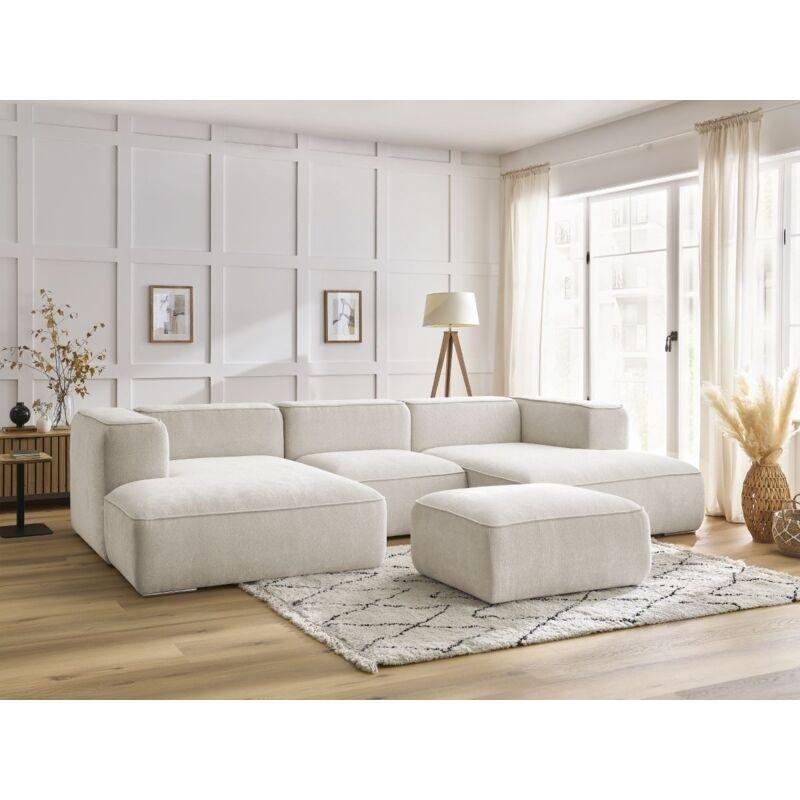 Beyaz Ahşap Puflu Panoramik Koltuk Takımı - 355 cm - 154030