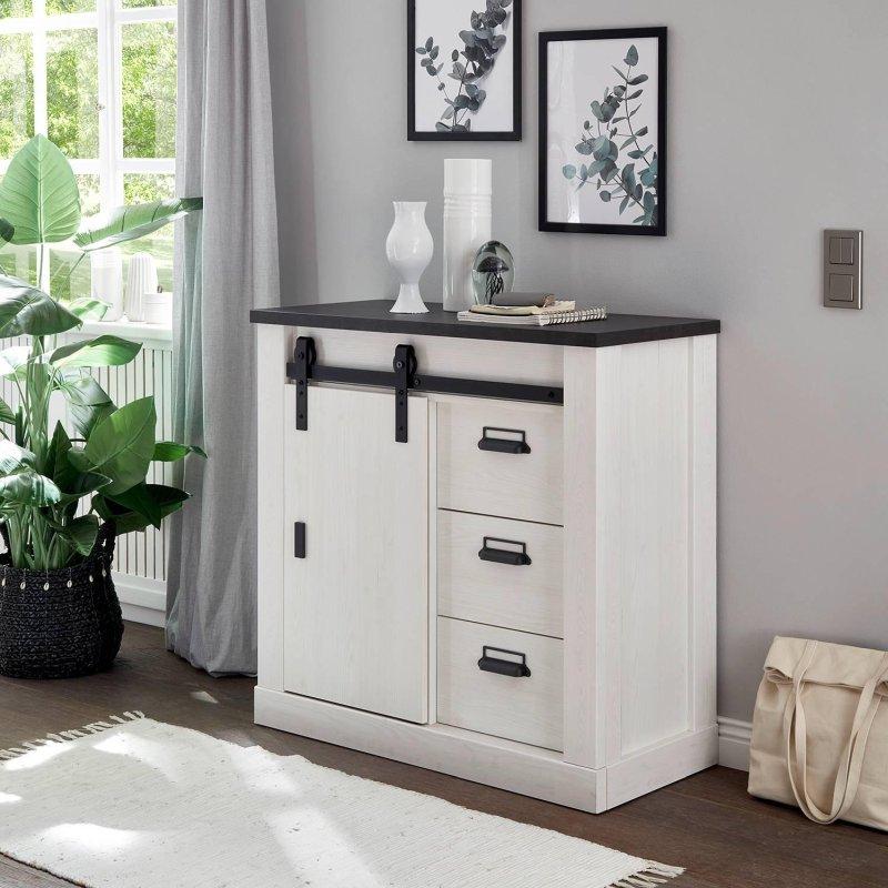 Beyaz Antrasit Yonga Levha 4 Parçalı Oturaklı Aynalı Çekmeceli Portmanto Vestiyer - 206x200x43 cm - 159370