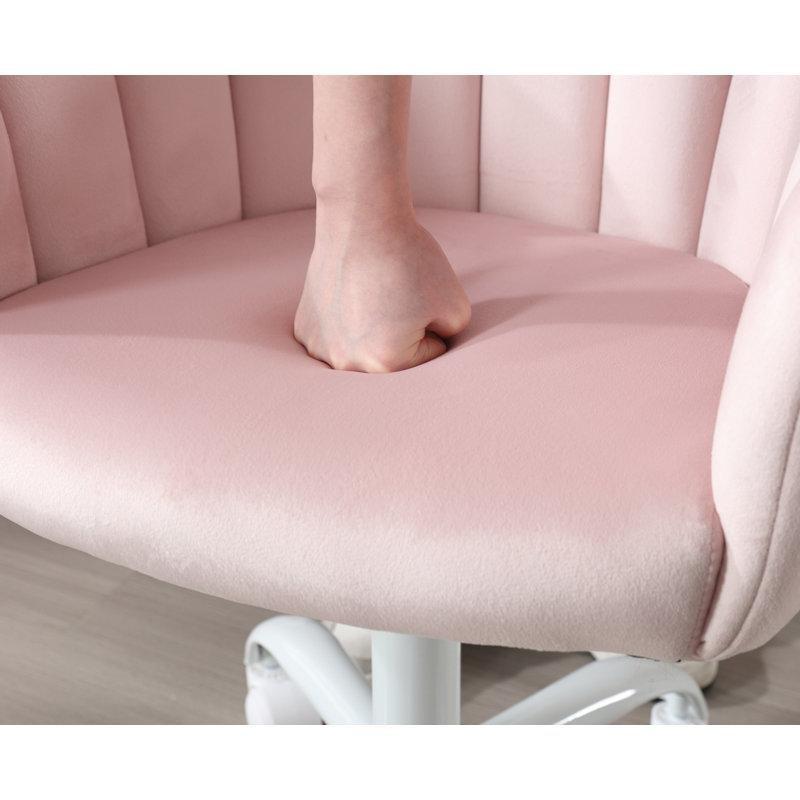 Beyaz Ayaklı Suni Kürk Döşemeli Yüksekliği Ayarlanabilir Tekerlekli Döner Çocuk Çalışma Sandalyesi - 146673