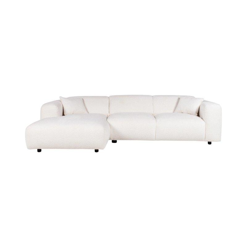 Beyaz Bukle Kumaş Sağ Köşe Geniş Uzanma Modüllü Köşe Koltuk - 347 cm - 155800