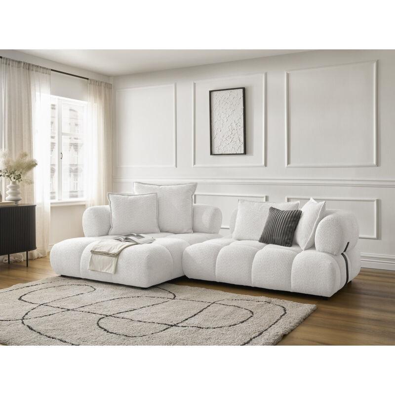 Beyaz Bukle Kumaş Sol Köşe Koltuk - 212x114 cm - 151968