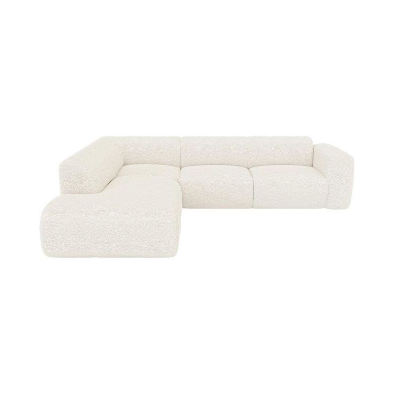 Beyaz Buklet Kumaş 6 Kişilik Sağ Köşe Uzanmalı Koltuk - 269 cm - 156034