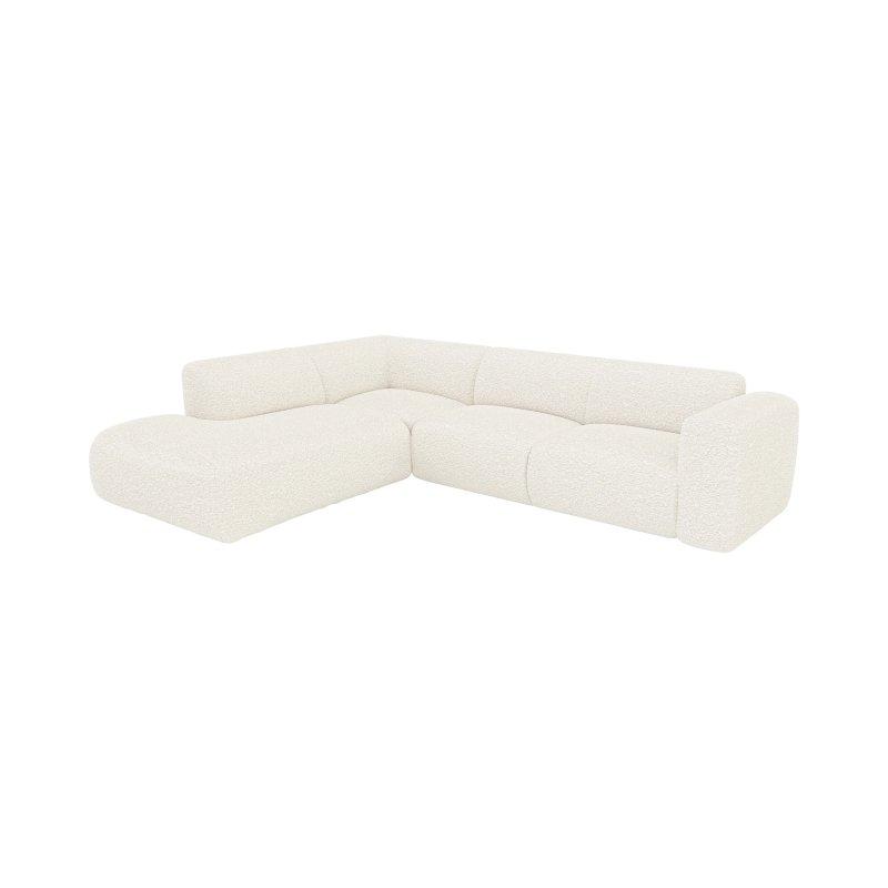 Beyaz Buklet Kumaş 6 Kişilik Sağ Köşe Uzanmalı Koltuk - 269 cm - 156034