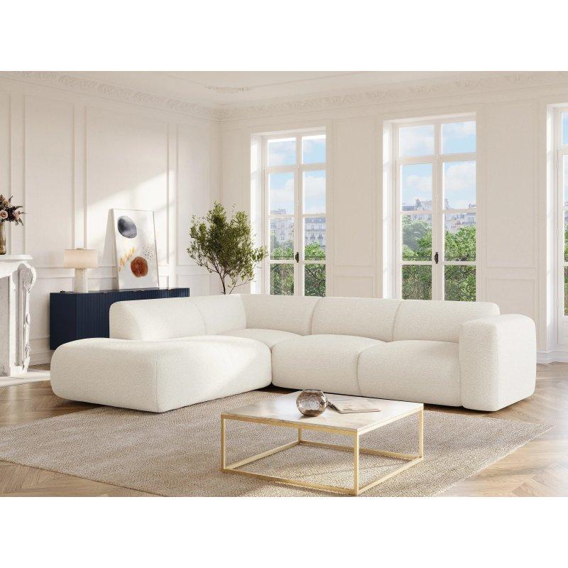 Beyaz Buklet Kumaş 6 Kişilik Sağ Köşe Uzanmalı Koltuk - 269 cm - 156034