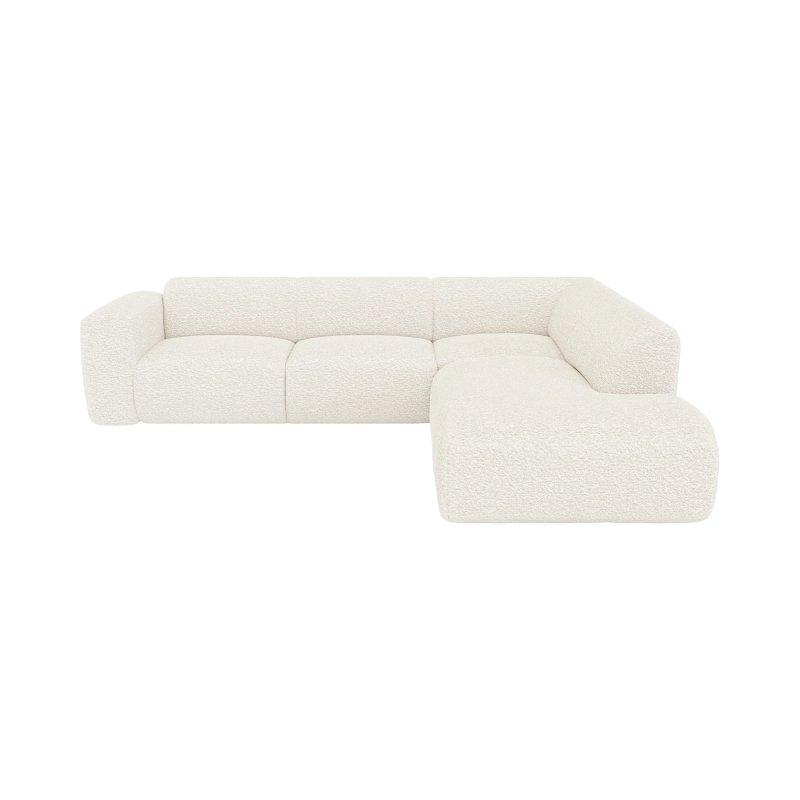 Beyaz Buklet Kumaş Sol Köşe 6 Kişilik Köşe Koltuk Takımı - 269x221 cm - 156010