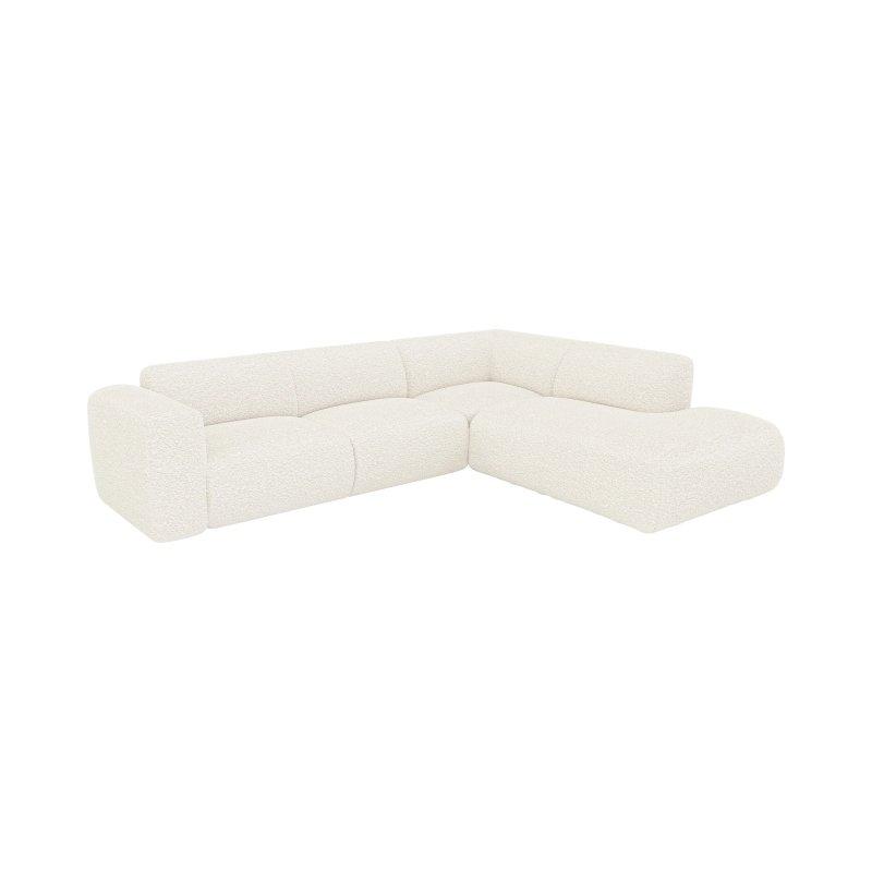 Beyaz Buklet Kumaş Sol Köşe 6 Kişilik Köşe Koltuk Takımı - 269x221 cm - 156010
