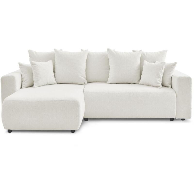 Beyaz Buklet Kumaş Yataklı Sandıklı Yönü Değiştirilebilir Köşe Koltuk - 282x153 cm - 152433