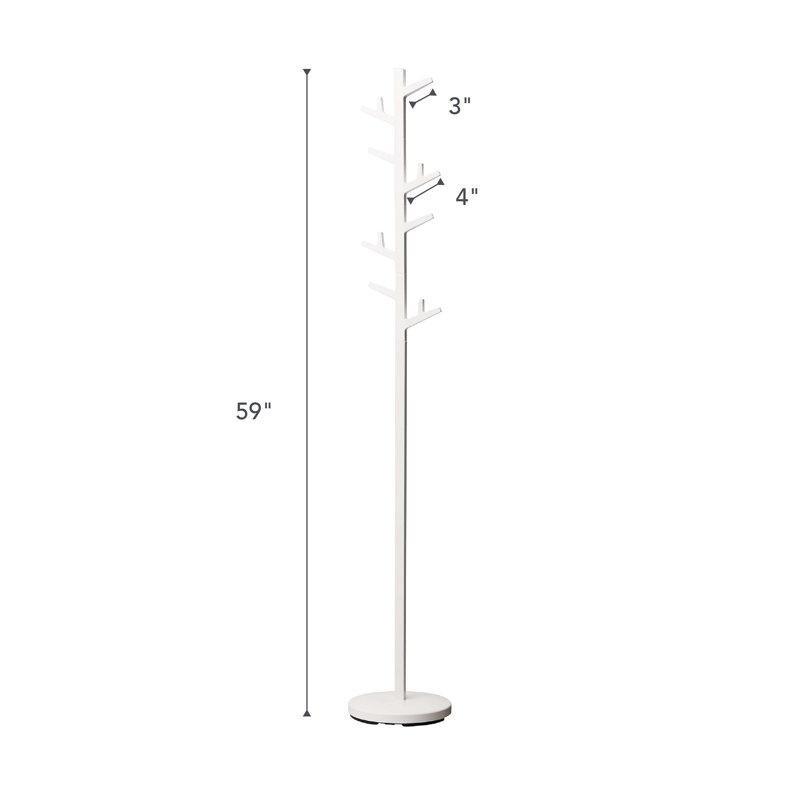 Beyaz Çelik ve Ahşap Ayarlanabilir 6 Kancalı Ağaç Tasarımlı Portmanto Vestiyer - 176 cm - 161347