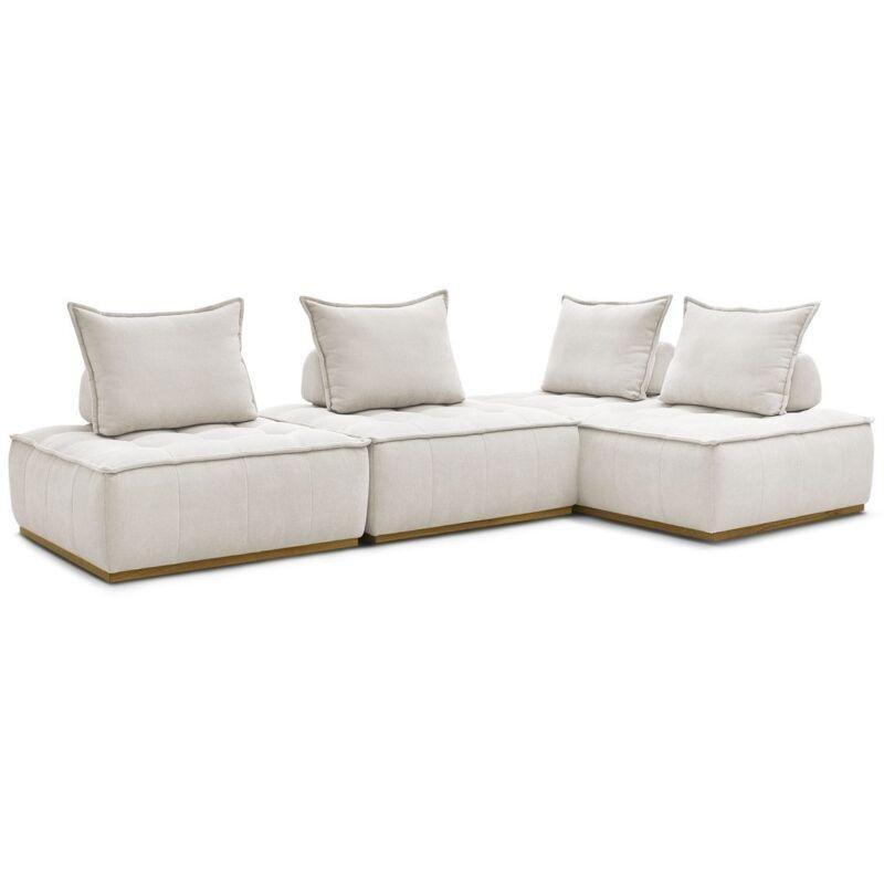 Beyaz Dokulu Kumaş Modüler Köşe Koltuk - 300x175 cm - 153293