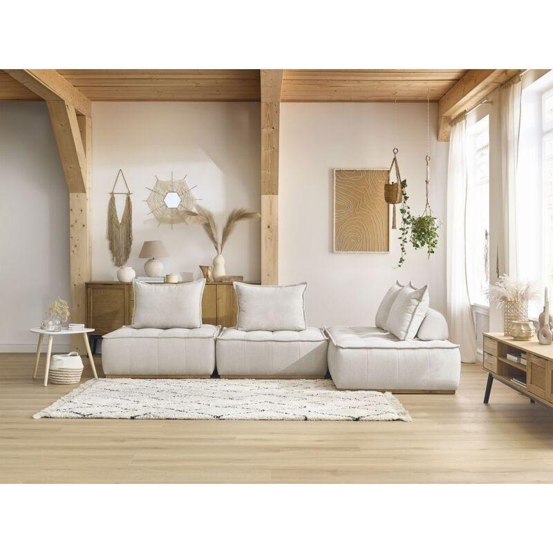 Beyaz Dokulu Kumaş Modüler Köşe Koltuk - 300x175 cm - 153293