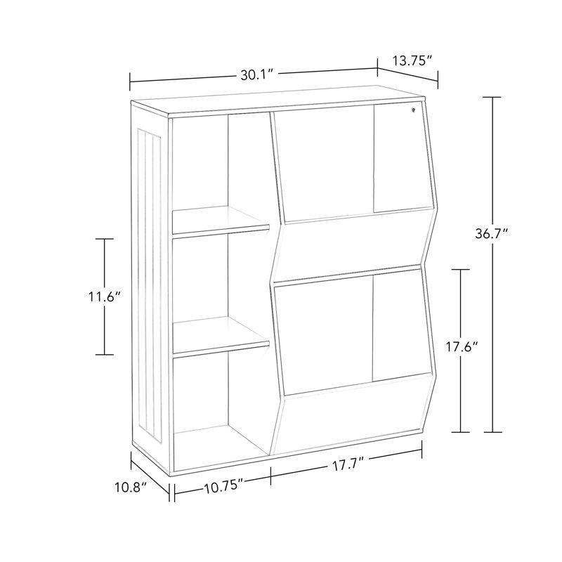 Beyaz Endüstriyel Ahşap 3 Bölmeli ve 2 Sepetli Oyuncak Dolabı - 77x35x94 cm - 150417
