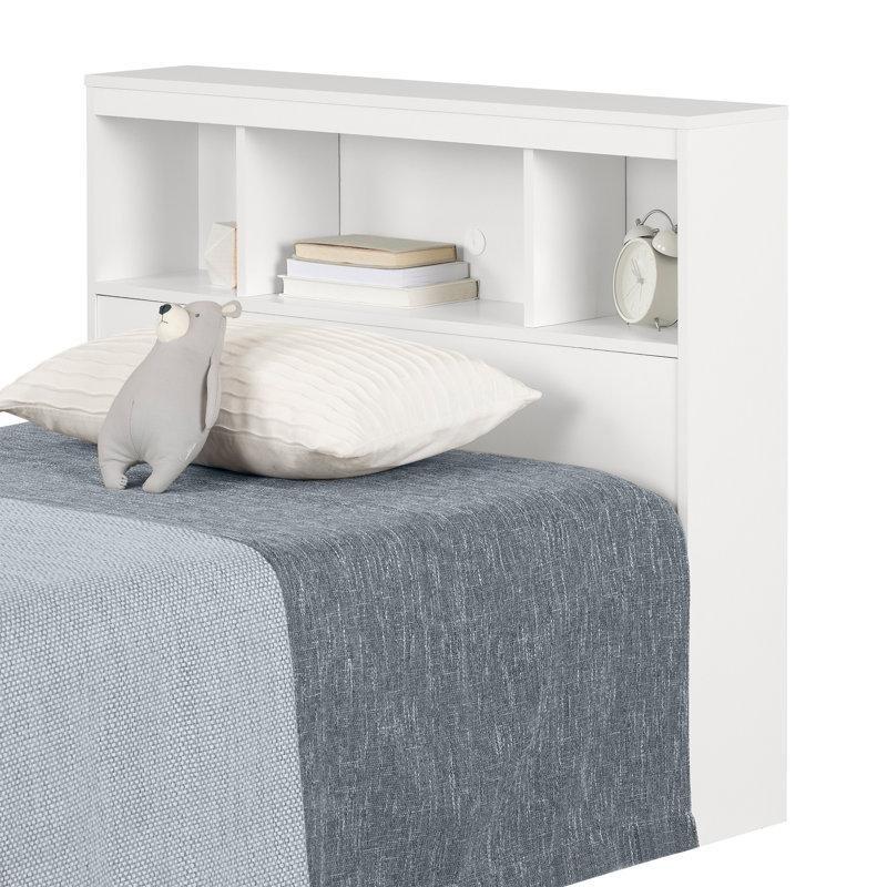 Beyaz Endüstriyel Ahşap Raflı Kitaplıklı Yatak Başlığı - 105 cm - 144687