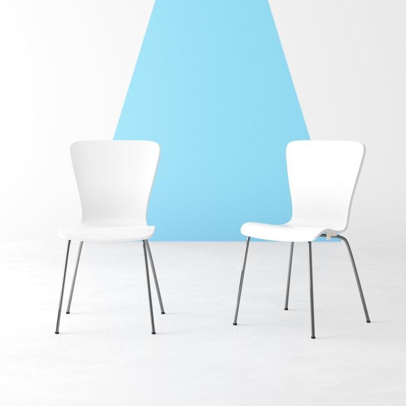 Beyaz Endüstriyel Ahşap ve Metal İstiflenebilir Sandalye - 2'li Set - 147069