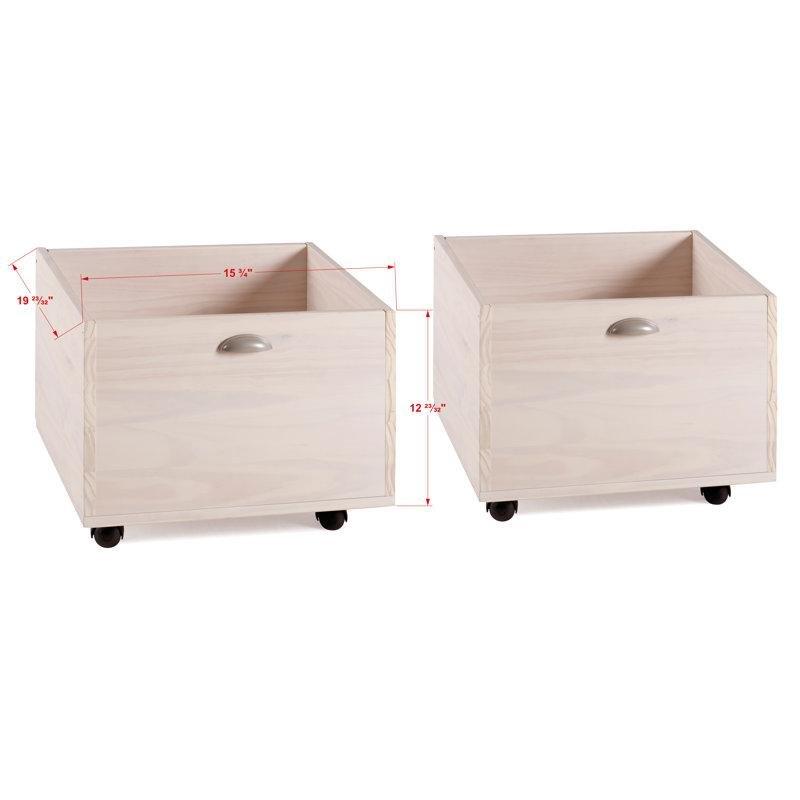 Beyaz Eskitme Masif Çam Tekerlekli İkili Set Oyuncak Dolabı - 51x61 cm - 150369