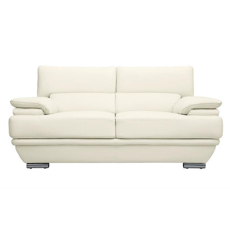 Beyaz Hakiki Deri Metal Ayaklı Ayarlanabilir Başlıklı Koltuk - 177 cm - 152939