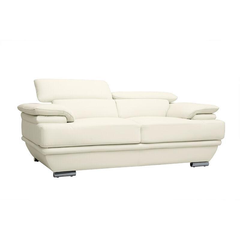 Beyaz Hakiki Deri Metal Ayaklı Ayarlanabilir Başlıklı Koltuk - 177 cm - 152939