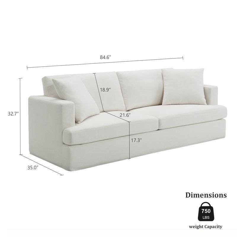 Beyaz Keten Kılıflı Paket Yaylı Üçlü Koltuk - 215 cm - 151804