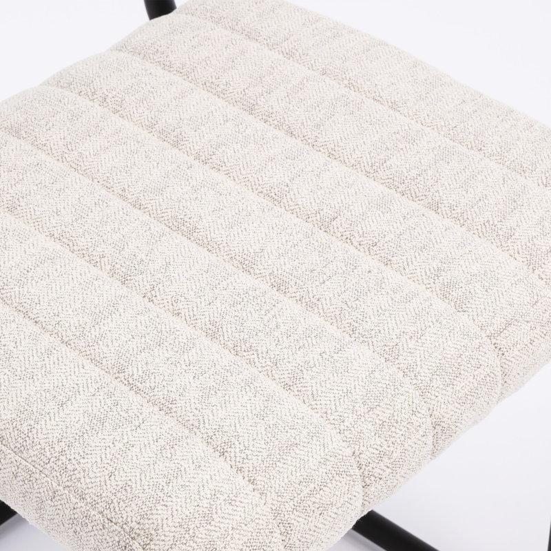 Beyaz Keten Kumaş Kapitoneli Metal Ayaklı Konsol Tasarım Rattan Sandalye 2li Set - 146337