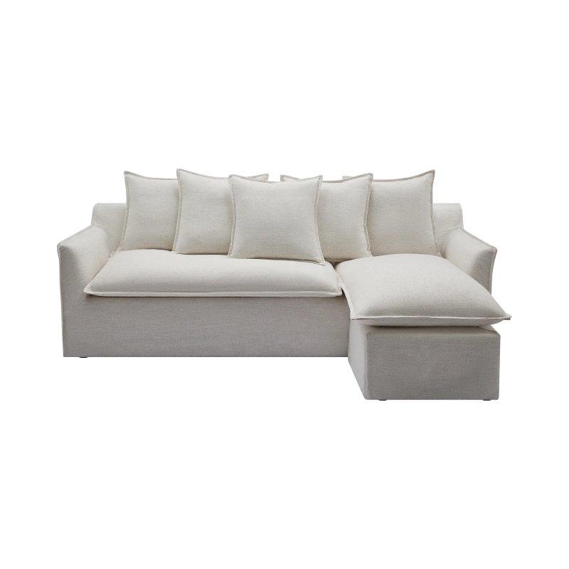 Beyaz Keten ve Kırçıllı Kumaş Yönü Değiştirilebilir Köşe Koltuk - 260x165 cm - 156121