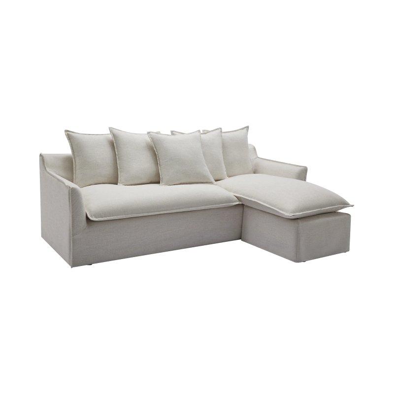 Beyaz Keten ve Kırçıllı Kumaş Yönü Değiştirilebilir Köşe Koltuk - 260x165 cm - 156121
