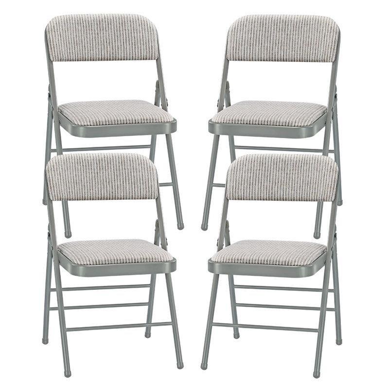 Beyaz Kumaş Dolgulu İstiflenebilir Katlanır Sandalye Seti 4 Adet - 146103