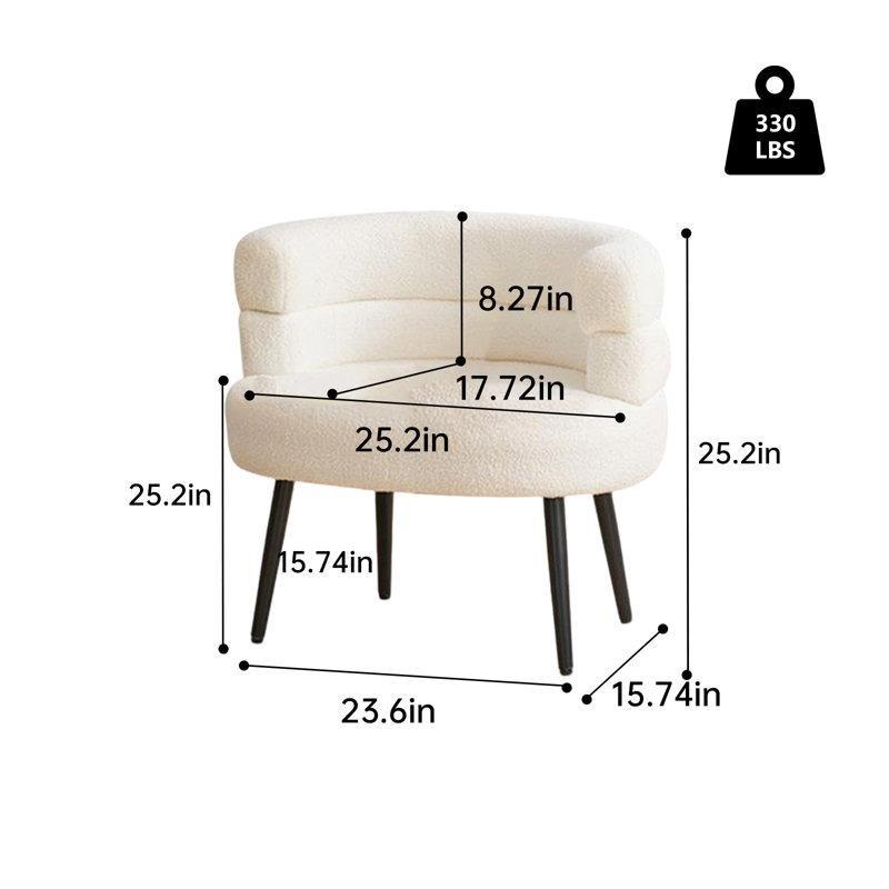 Beyaz Kuzu Yünü Kumaş Karbon Çelik Ayaklı Sırtlıklı Makyaj Sandalyesi - 72x28 cm - 146160