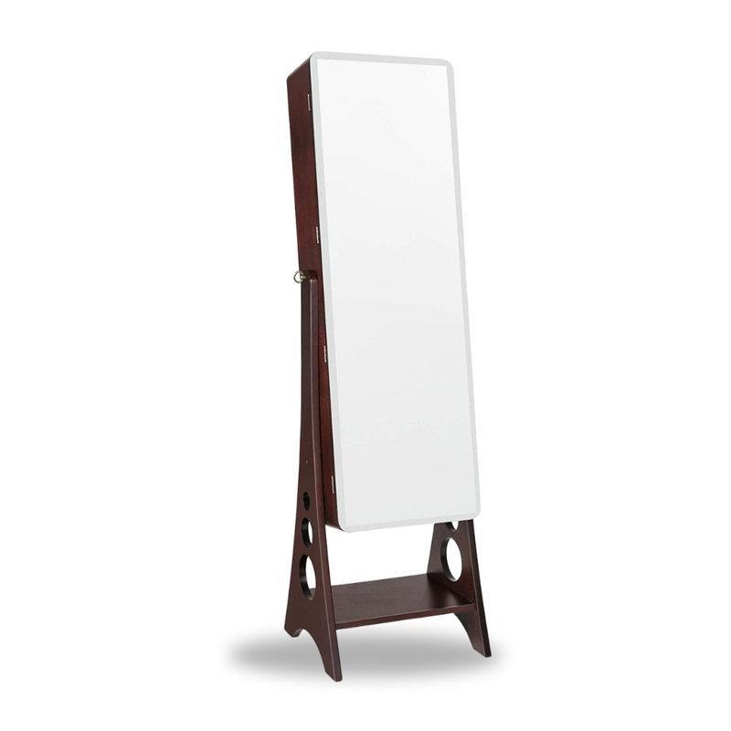 Beyaz LED Işıklı Kilitli Ayaklı Boy Aynalı Takı Dolabı - 40 cm - 145323