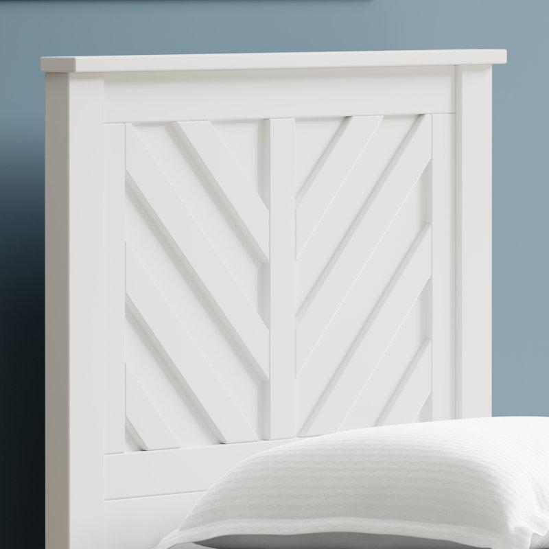 Beyaz Masif Ahşap Balıksırtı Desenli Panel Yatak Başlığı - 104 cm - 144813
