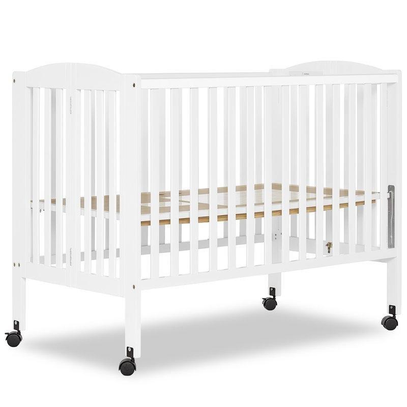 Beyaz Masif Çam Ahşap Katlanabilir Tekerlekli Dönüşebilen Beşik - 136x75 cm - 162094