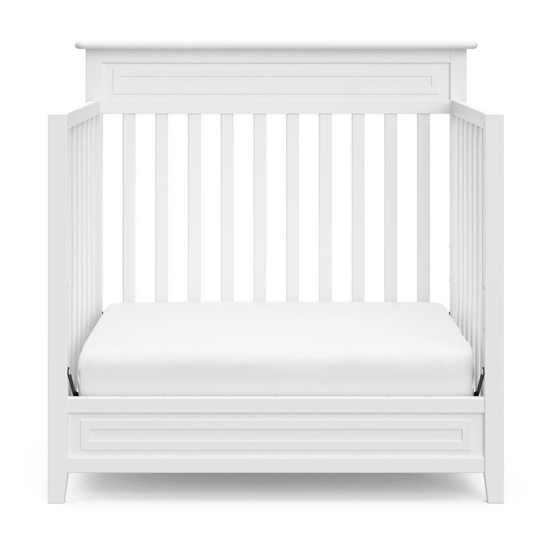 Beyaz Masif Çam ve Endüstriyel Ahşap 4ü 1 Arada Dönüştürülebilir Şilteli Mini Beşik - 111x70 cm - 162046