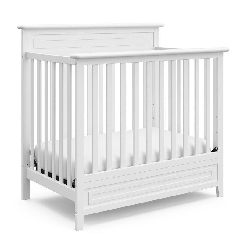 Beyaz Masif Çam ve Endüstriyel Ahşap 4ü 1 Arada Dönüştürülebilir Şilteli Mini Beşik - 111x70 cm - 162046