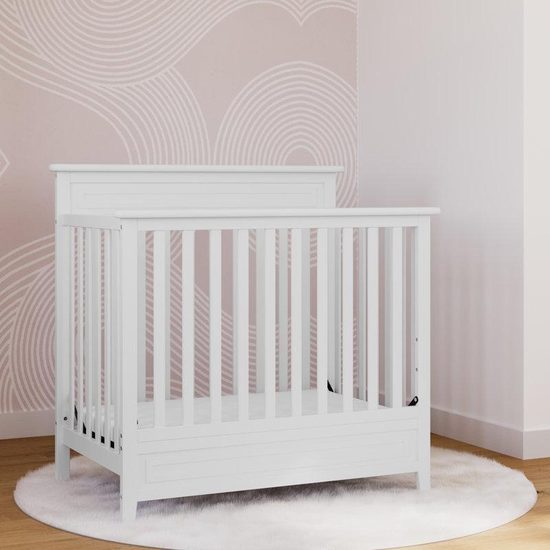 Beyaz Masif Çam ve Endüstriyel Ahşap 4ü 1 Arada Dönüştürülebilir Şilteli Mini Beşik - 111x70 cm - 162046
