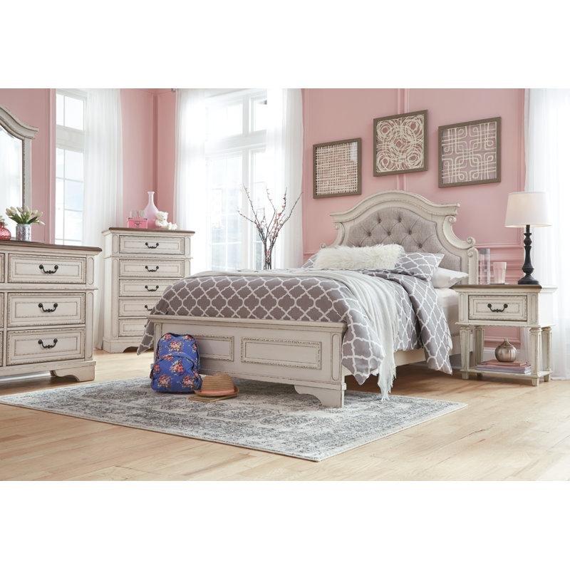 Beyaz Masif ve Endüstriyel Ahşap Kapitone Başlıklı Karyola - 153x213 cm - 142219