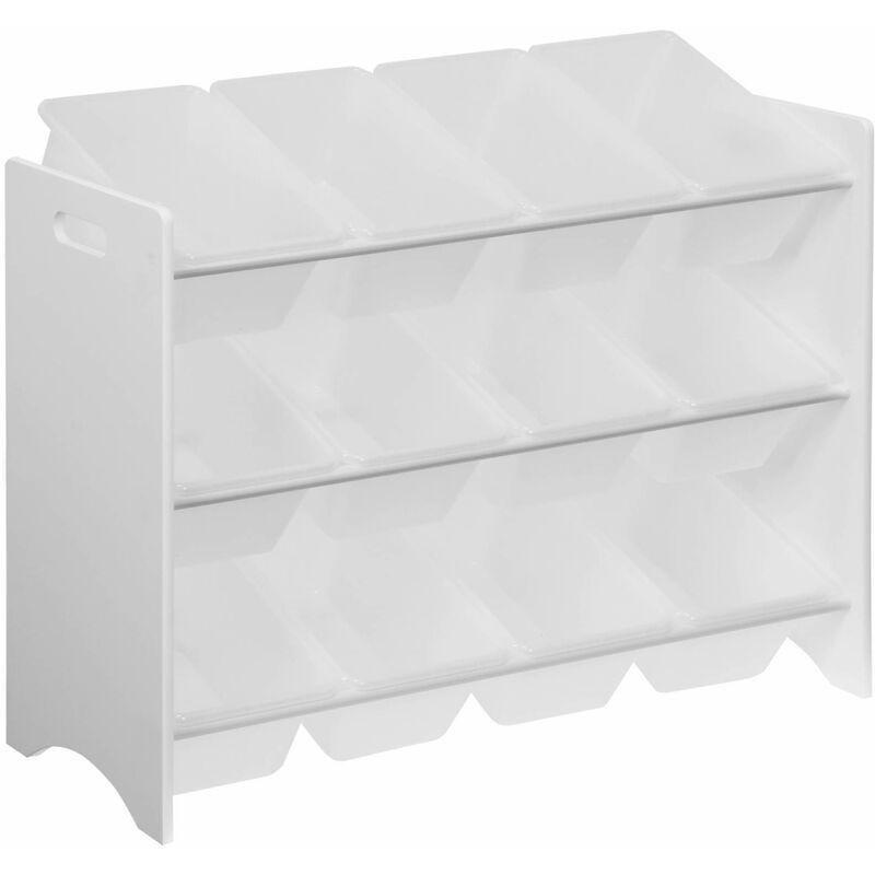 Beyaz MDF 12 Sepetli Kulplu Oyuncak Dolabı - 84x30x60 cm - 150937