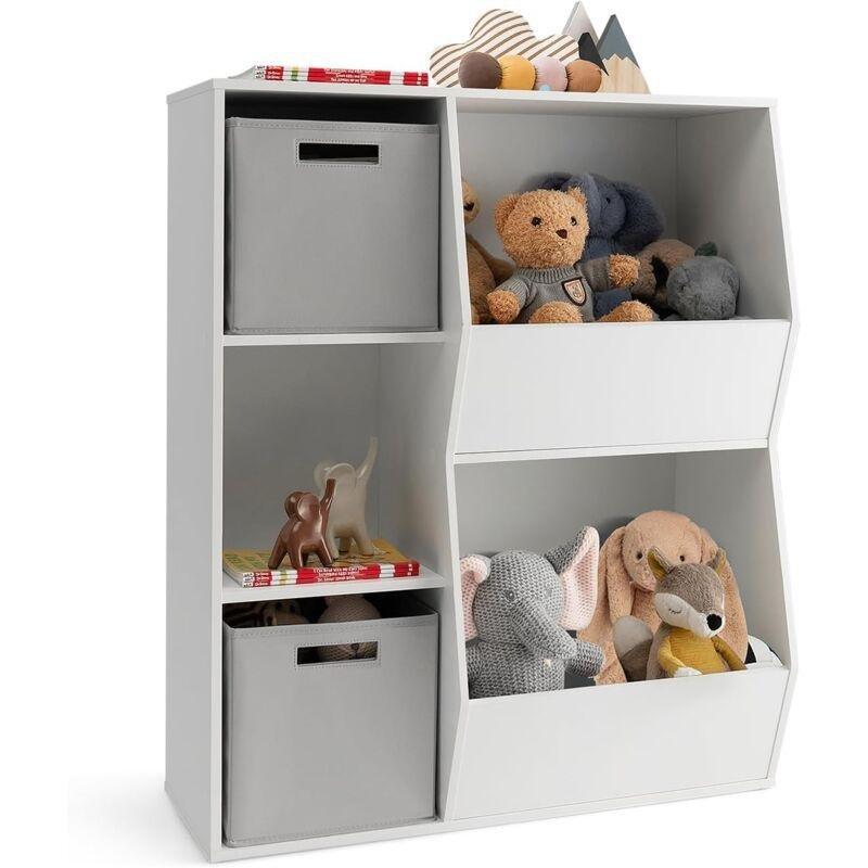Beyaz MDF 2 Adet Katlanabilir Sepetli Oyuncak Dolabı - 77x35x94 cm - 150726