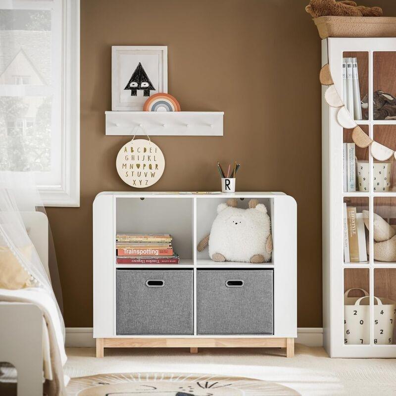 Beyaz MDF 2 Sepetli 4 Raflı Oyuncak Dolabı - 100x35x80 cm - 150811