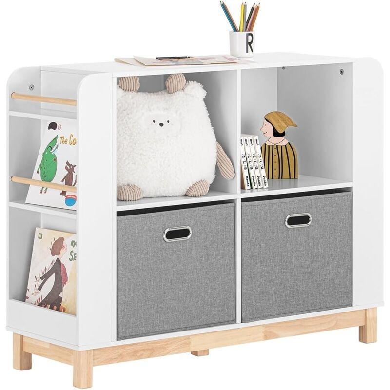 Beyaz MDF 2 Sepetli 4 Raflı Oyuncak Dolabı - 100x35x80 cm - 150811