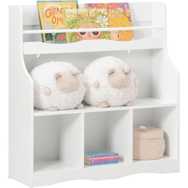 Beyaz MDF 5 Bölmeli Kitaplıklı Oyuncak Dolabı - 90x30x95 cm - 150808