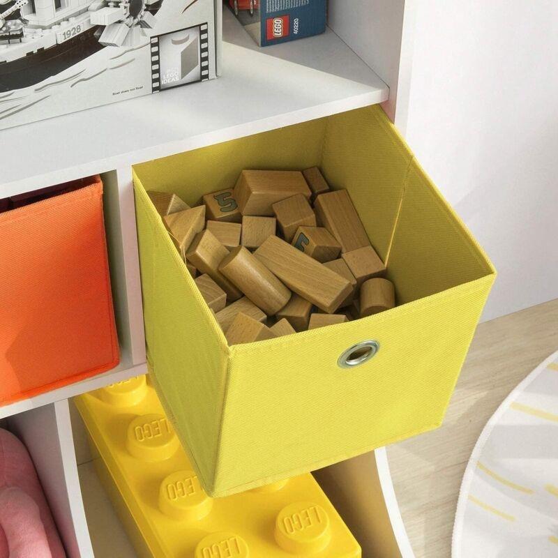 Beyaz MDF 5 Bölmeli ve 3 Renkli Sepetli Oyuncak Dolabı - 92x40x93 cm - 150917