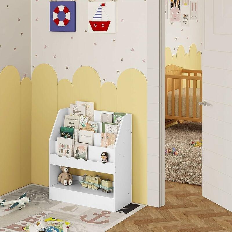 Beyaz MDF 5 Katlı Raflı Oyuncak Dolabı - 70x30x80 cm - 150777