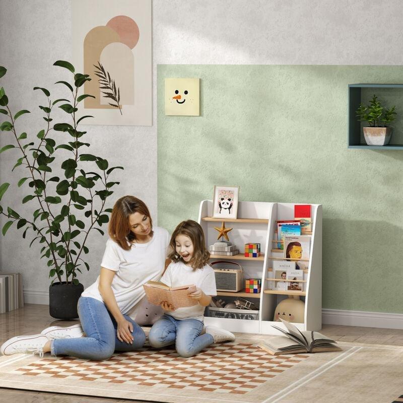 Beyaz MDF 7 Raflı Devrilme Önleyici Oyuncak Dolabı - 80x30x80 cm - 150839