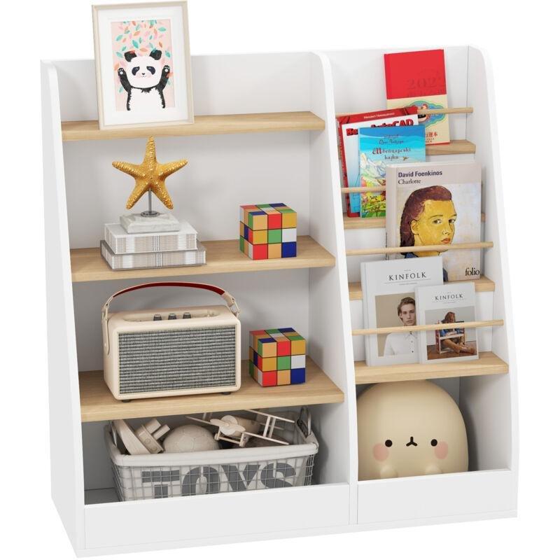 Beyaz MDF 7 Raflı Devrilme Önleyici Oyuncak Dolabı - 80x30x80 cm - 150839
