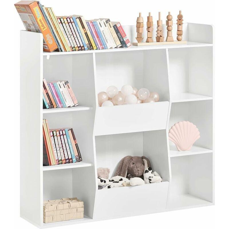 Beyaz MDF 8 Bölmeli Kitaplıklı Oyuncak Dolabı - 106x30x104 cm - 151008