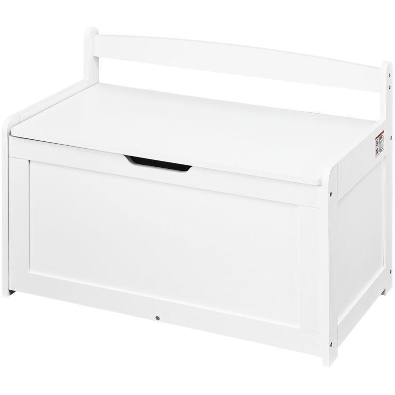 Beyaz MDF Banklı Kapaklı Oyuncak Dolabı - 83x46x61 cm - 150790