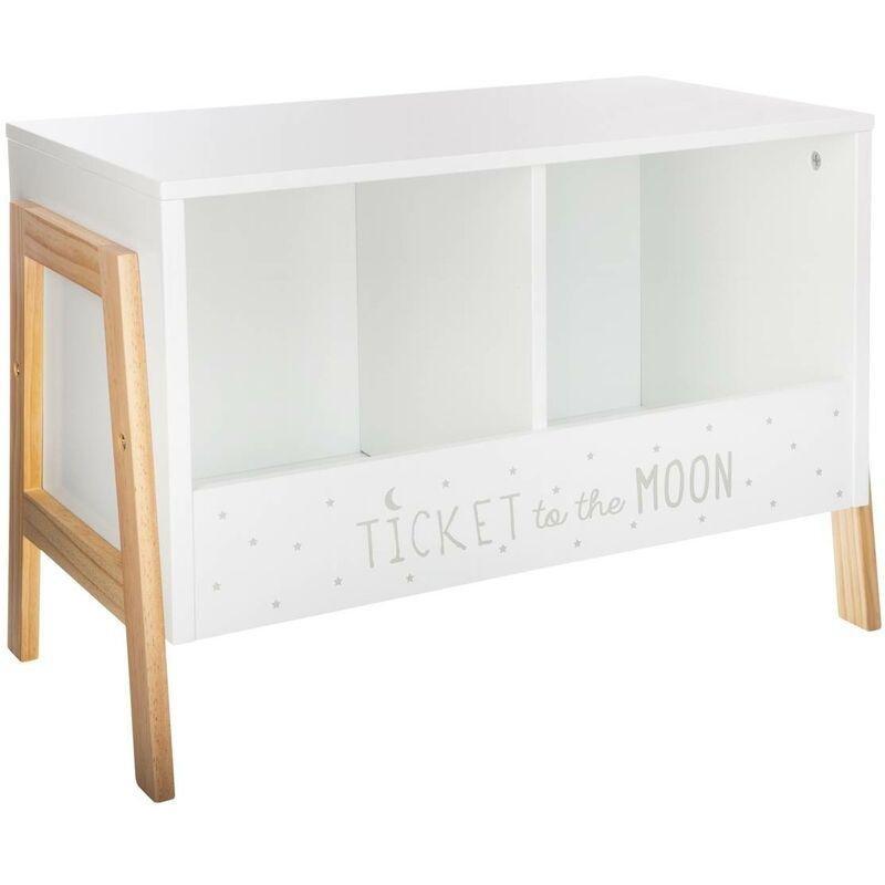 Beyaz MDF Gövdeli Çam Ahşap Ayaklı 2 Bölmeli Oyuncak Dolabı - 60x30x40 cm - 150864